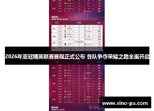 2026年亚冠精英联赛赛程正式公布 各队争夺荣耀之路全面开启 2026年亚冠精英联赛赛程正式公布 各队争夺荣耀之路全面开启